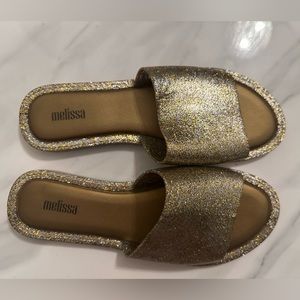 Melissa Gold Glitter Sandals
